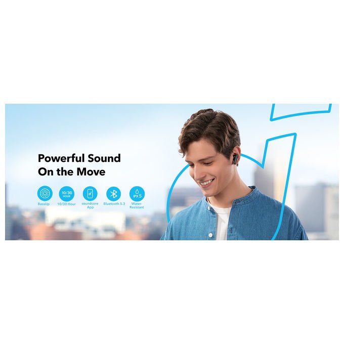Soundcore R50i auricolari true wireless in-ear, Bluetooth 5.3, IPX5, 30h autonomia, ricarica rapida USB-C, nero