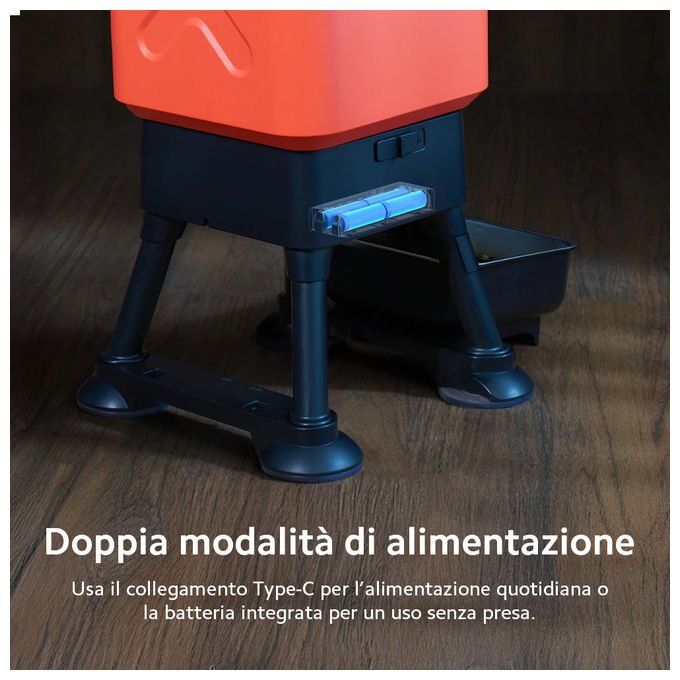 Petoneer smart feeder Titan 14L, distributore automatico cibo cani, Wi-Fi, anti-inceppamento, doppia alimentazione USB e batteria, nero rosso