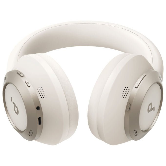 Soundcore Space One Pro, cuffie wireless over-ear, ANC adattivo, Bluetooth 5.3, LDAC, autonomia 60 ore, ricarica rapida, bianco