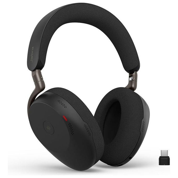 Jabra Evolve3 85 UC, cuffie wireless over-ear, cancellazione adattiva del rumore, 6 microfoni, 25 ore, dongle USB-A, nere