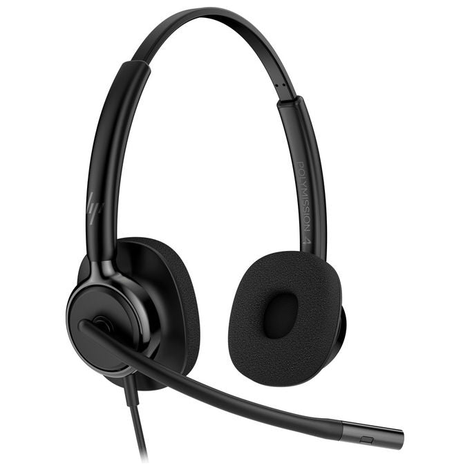HP Poly cuffie stereo cablate Mission 425 USB, microfono integrato, nero, compatibile Windows, macOS, ChromeOS, Android, iOS