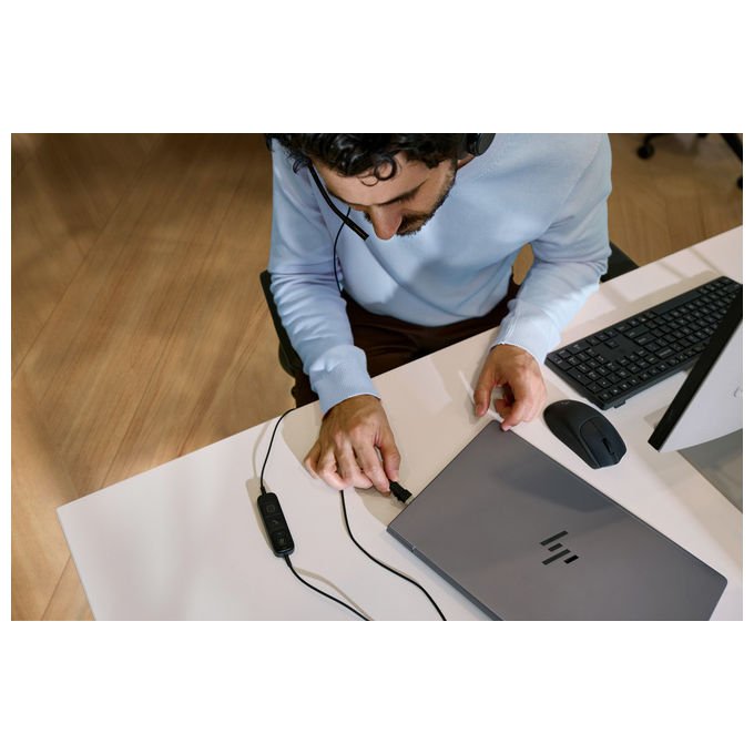HP Poly Mission 425, cuffie cablate stereo USB, connessione USB Type-C e Type-A, compatibili Windows, macOS, nero