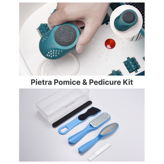 Renpho idromassaggiatore plantare R-X002, foot spa con riscaldamento, 22 rulli massaggianti, 3 modalita', kit pedicure incluso, verde