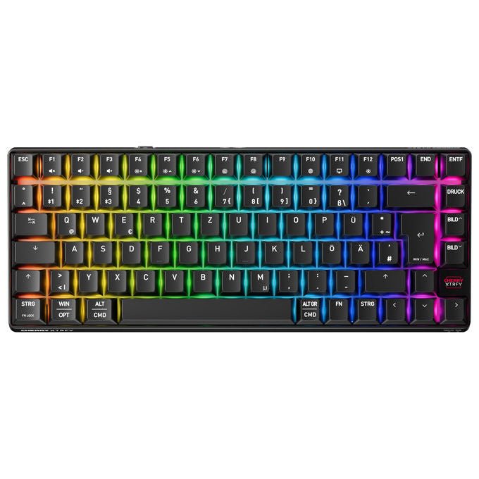 Cherry Xtrfy K33 Compact Wireless, tastiera gaming 75%, RGB, Bluetooth 2,4 GHz, IP54, layout tedesco, nera
