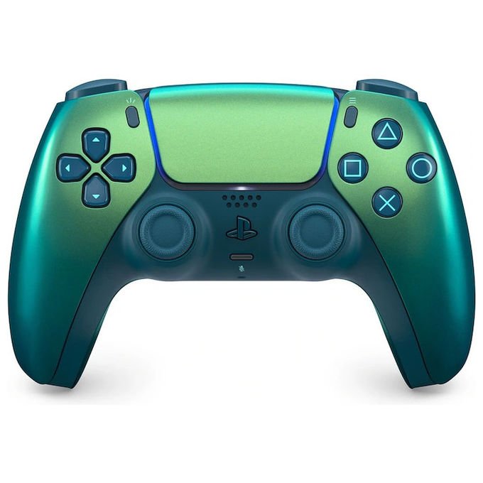 PlayStation controller wireless DualSense Chroma Teal V2, PS5, finitura iridescente, feedback aptico, grilletti adattivi, Bluetooth 5.1