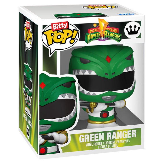 Funko Bitty pop bots, Dragon zord con green ranger, figura in vinile, Power rangers, 12 cm, da collezione