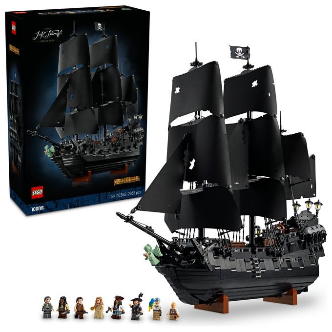 Lego Icons nave pirata del Capitano Jack Sparrow 10365, set da costruzione per adulti, 2862 pezzi, 8 minifigure, Pirati dei Caraibi