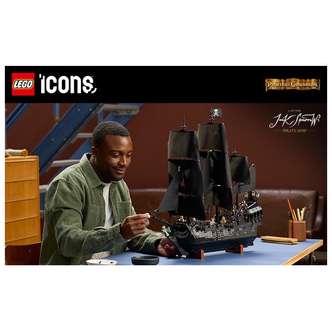 Lego Icons nave pirata del Capitano Jack Sparrow 10365, set da costruzione per adulti, 2862 pezzi, 8 minifigure, Pirati dei Caraibi