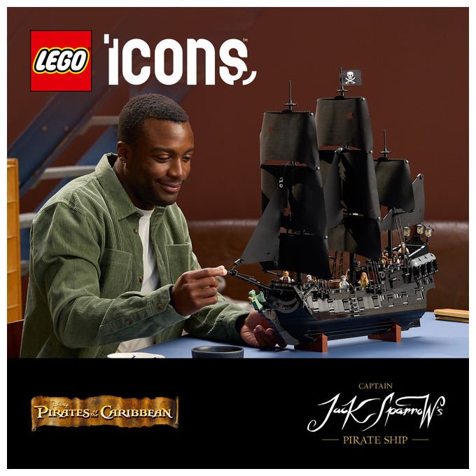 Lego Icons nave pirata del Capitano Jack Sparrow 10365, set da costruzione per adulti, 2862 pezzi, 8 minifigure, Pirati dei Caraibi