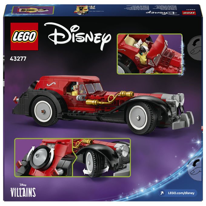 Lego Disney auto di Crudelia De Mon 43277, set costruzione 378 pezzi, minifigure e cane, eta' 9+