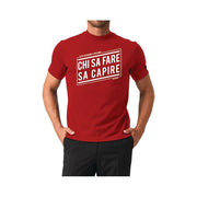 Myagg t-shirt Chi Sa Fare Sa Capire, Aldo Giovanni e Giacomo, cotone 100%, made in Italy, rossa, taglia XS