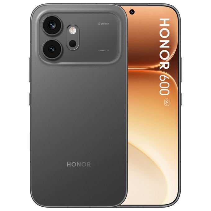 Honor 600 smartphone, 6.57'' AMOLED 120Hz, 200 MP AI, Snapdragon 7 Gen 4, 8 GB RAM, 512 GB, 6400 mAh, 5G, IP68, nero