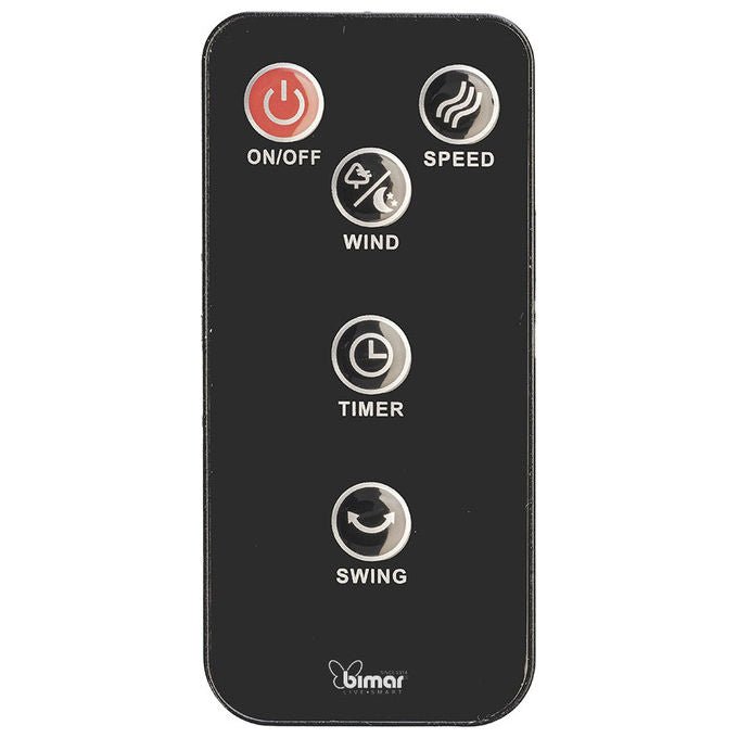 Bimar VC112 ventilatore a torre, 112 cm, telecomando, touch, 3 velocita', oscillante, timer 12h, nero