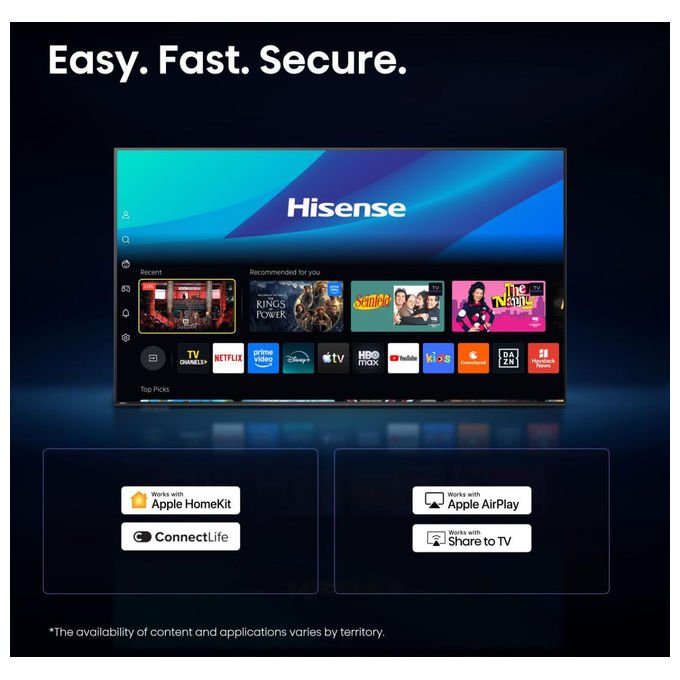 Hisense smart tv 32 pollici, 32A49S, HD 1366x768, VIDAA, Dolby Audio, Wi-Fi, HDMI, USB, Game Mode, controllo vocale