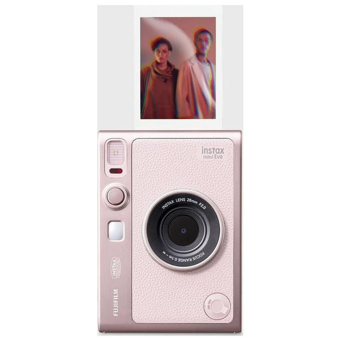 Fujifilm Instax mini Evo, fotocamera istantanea ibrida, 10 effetti lente e film, Bluetooth, LCD 3'', Gentle Rose