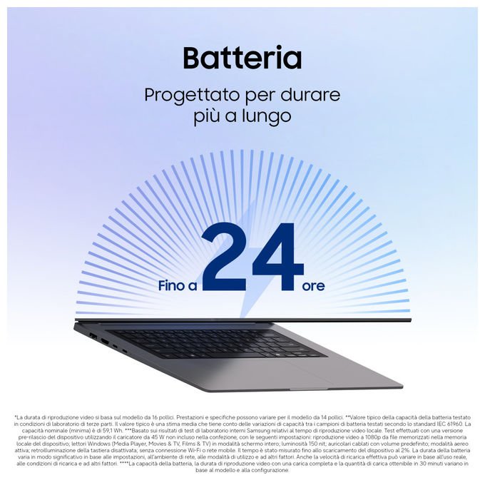 Samsung Galaxy Book6, notebook 16 pollici, Intel Core Ultra 7 355, 16 GB RAM, 512 GB SSD, Copilot+, Wi-Fi 6E, Windows 11 Home, grigio