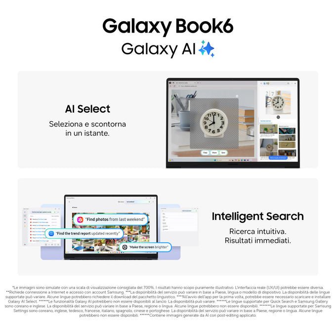 Samsung Galaxy Book6, notebook 16 pollici, Intel Core Ultra 7 355, 16 GB RAM, 512 GB SSD, Copilot+, Wi-Fi 6E, Windows 11 Home, grigio