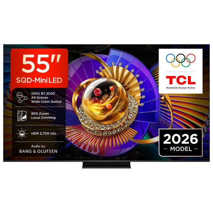 TCL 55C7L smart tv 55 pollici, SQD-Mini LED, 4K Ultra HD, Google TV, 144Hz, Dolby Vision, Audio Bang and Olufsen, nero