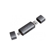 Logilink lettore di schede USB 3.2 Gen 1, SD e MicroSD, connessioni USB-C e USB-A, fino a 5 Gbps, alluminio grigio scuro