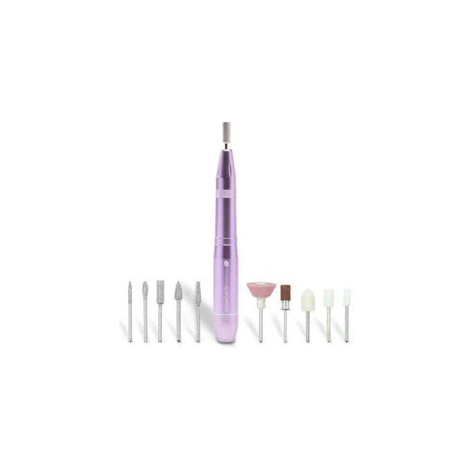 Rio Beauty limetta elettrica professionale per unghie, USB, 11 testine, 66 accessori, 20000 giri-min, viola