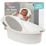 Nuby vaschetta bagnetto neonato, supporto rivestito in schiuma, antiscivolo, 0-12 mesi, bianco
