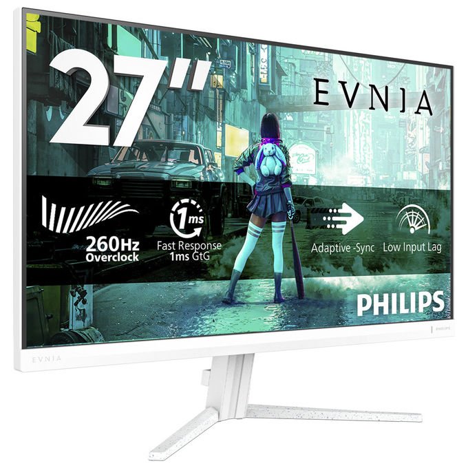 Philips monitor gaming 27M2N3201PL-00, 27 pollici Full HD, Fast IPS, 260 Hz, 1 ms, HDR10, Adaptive Sync, bianco