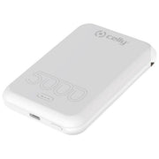 Celly power bank wireless MagSafe, 5000 mAh, ricarica 15W, USB-C 20W, indicatori LED, bianco