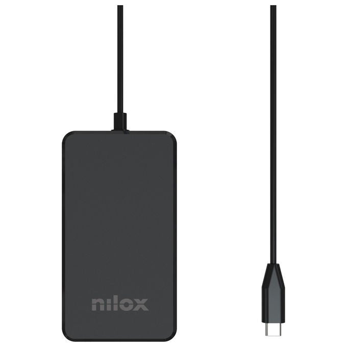 Nilox caricabatterie GaN USB-C 100W, ricarica rapida Power Delivery, per laptop tablet smartphone, nero, NXPDCGAN100W