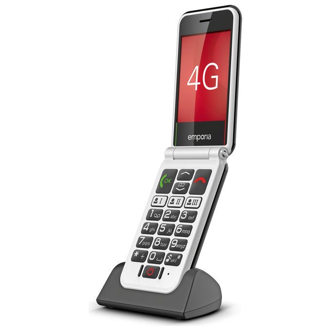 Emporia SIMPLICITYglam.4G telefono per anziani, a conchiglia, display 2.8'', 4G LTE, Bluetooth 5.0, IP44, nero