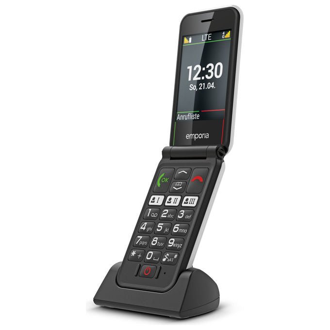 Emporia SIMPLICITYglam.4G telefono per anziani, a conchiglia, display 2.8'', 4G LTE, Bluetooth 5.0, IP44, nero