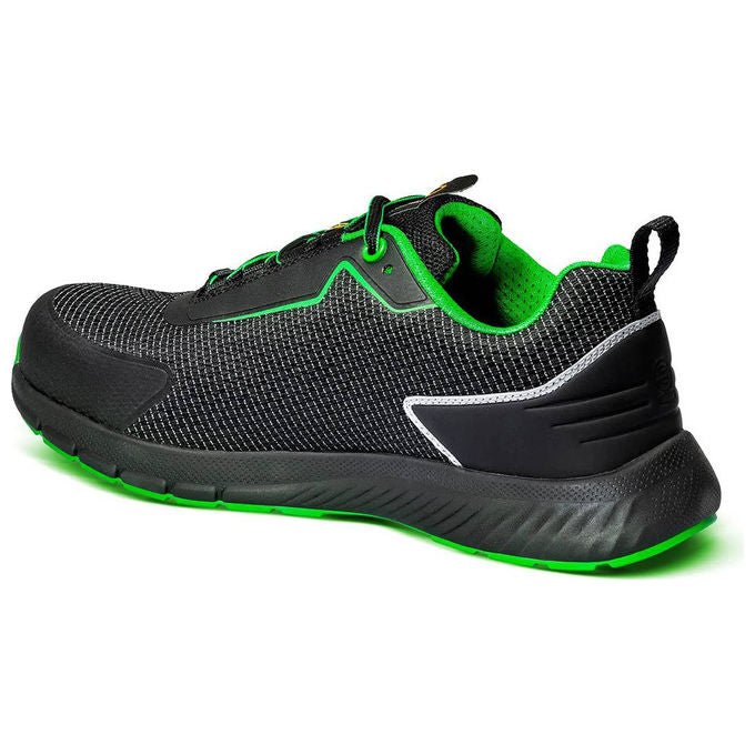 Sparco scarpe antinfortunistiche Traction Sanyo, S1PS ESD SR FO HRO, puntale vetroresina, stile sportivo, nero verde fluo, taglia 38