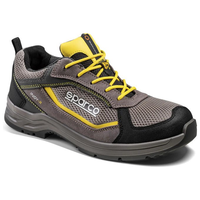 Sparco scarpe antinfortunistiche Indy Sonoma S1PS SR FO LG ESD, puntale vetroresina, suola FlexGrip+ Ladder Grip, grigio verde fluo, taglia 42