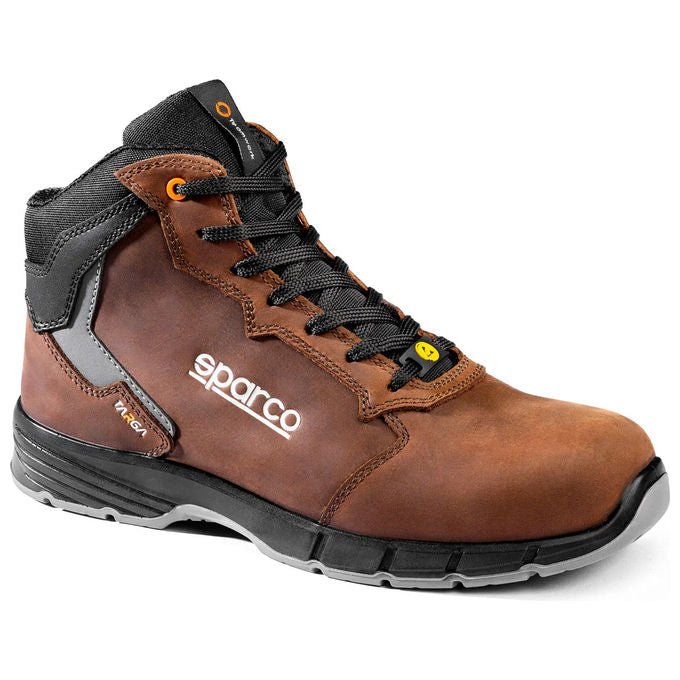 Sparco Targa H Vic, scarpe antinfortunistiche uomo donna, S3S ESD SR FO, puntale fibra vetro, pelle, marrone scuro, taglia 38