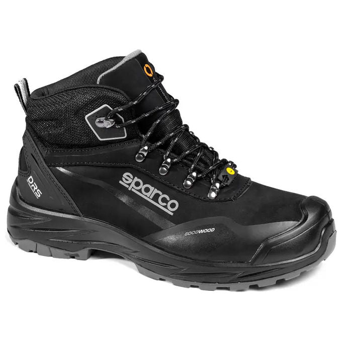 Sparco scarpe antinfortunistiche Goodwood Dell, stivaletto S7S, puntale fibra di vetro, membrana DRS impermeabile, suola antiscivolo HRO, nero, taglia 38