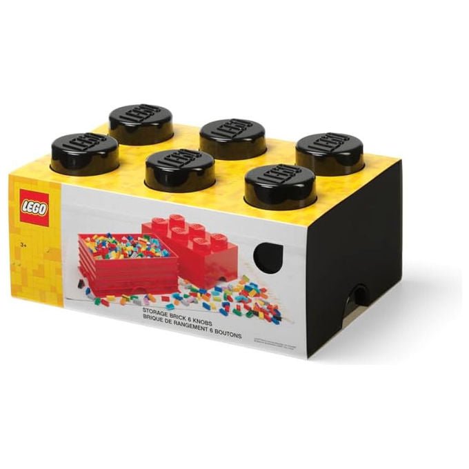 Room Copenhagen lego storage brick 6, scatola portaoggetti impilabile, 8,8 litri, rosso e nero, per bambini dai 3 anni