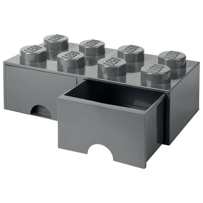 Room Copenhagen cassettiera mattoncino Lego, 2 cassetti, 8 bottoni, impilabile, portaoggetti, 9,4 l, grigio scuro