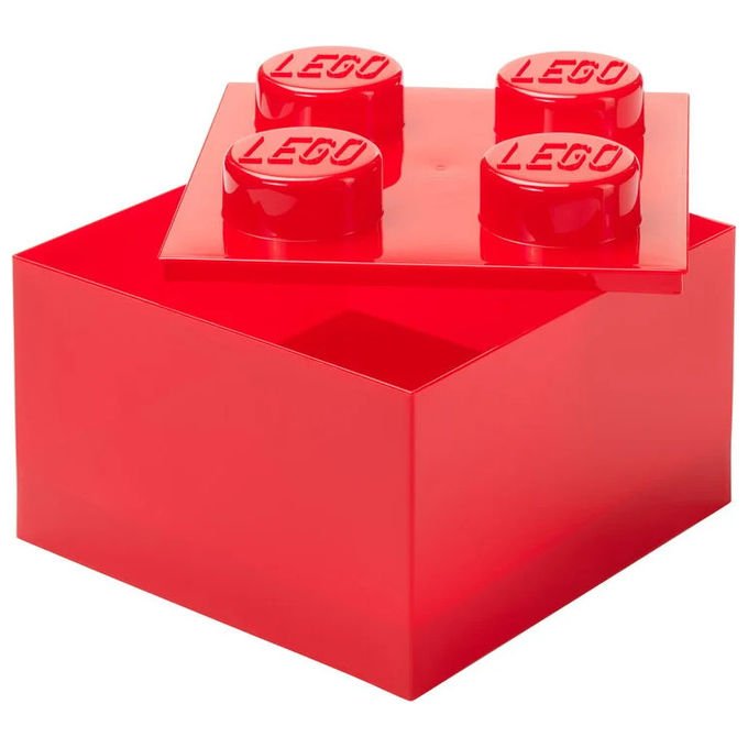 Room Copenhagen lego storage brick 4, contenitore impilabile, rosso traslucido, 25x25x18 cm, 5,7 litri, polipropilene