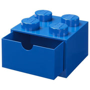 Lego cassetto da scrivania a mattoncino, contenitore piccolo, impilabile, organizzatore, 4 pomelli, blu