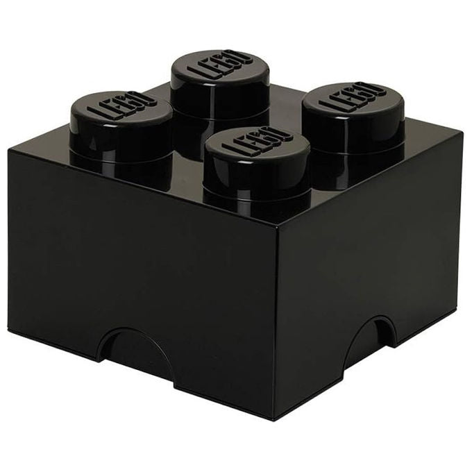 Lego cassetto da scrivania brick 4, contenitore impilabile, organizer mattoncino, nero, 15,8x15,8x11,3 cm