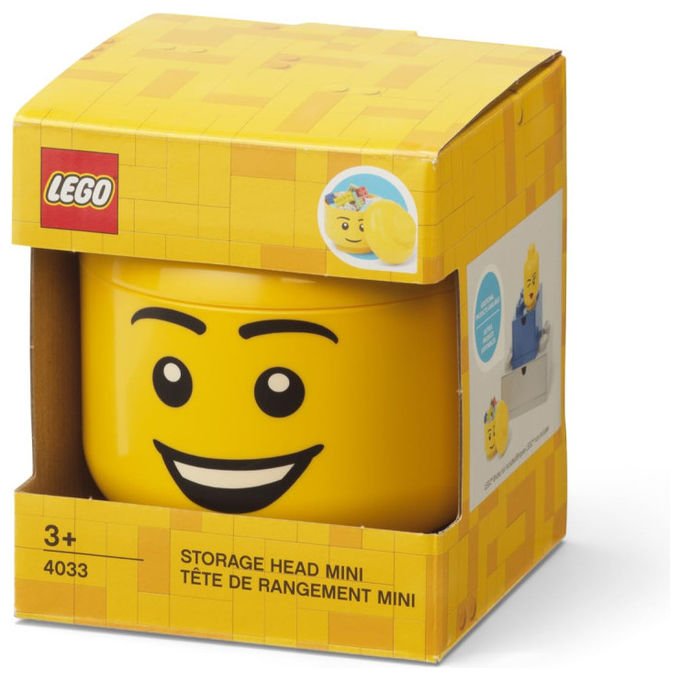 Room Copenhagen testa portaoggetti Lego Happy Boy mini, contenitore impilabile, 360 ml, organizer giocattoli bambini