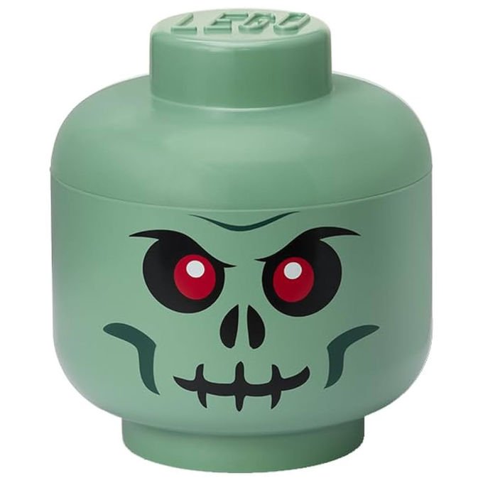 Room Copenhagen contenitore portaoggetti testa scheletro mini, impilabile, 360 ml, compatibile mattoncini Lego, plastica PP