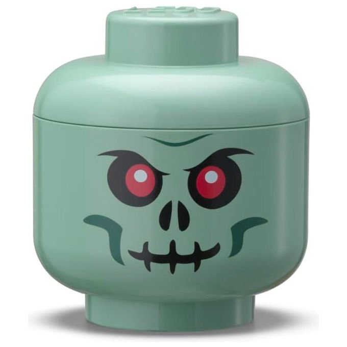 Lego storage head mini, contenitore testa di scheletro verde sabbia, impilabile, senza BPA, 0,36 L, organizer giocattoli