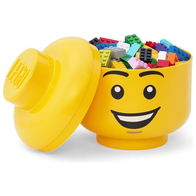 Room Copenhagen contenitore LEGO Storage Head Small Happy Boy, scatola portaoggetti impilabile, 2 litri, polipropilene, giallo