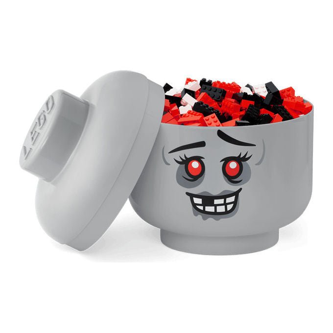 Room Copenhagen contenitore Lego testa zombie large, impilabile, 8,5 L, organizer giocattoli, polipropilene