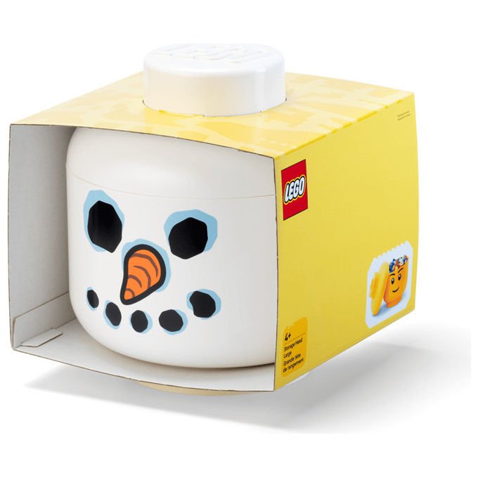 Room Copenhagen contenitore testa Lego Snowman, grande, impilabile, bianco, scatola portaoggetti giocattoli