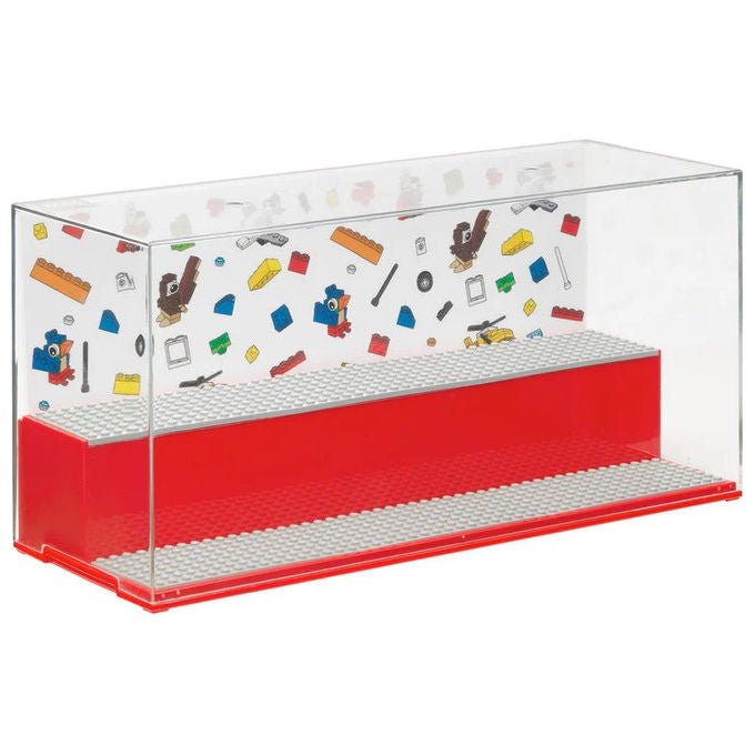 Room Copenhagen, scatola display per Lego, 2 livelli, 6 piastre base grigie incluse, coperchio trasparente, rossa