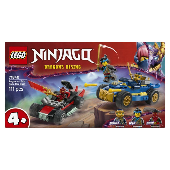 Lego Ninjago 71840 duello ad alta velocita' tra Rogue e Drix, 2 macchine giocattolo, 3 minifigure, 111 pezzi, 4+ anni