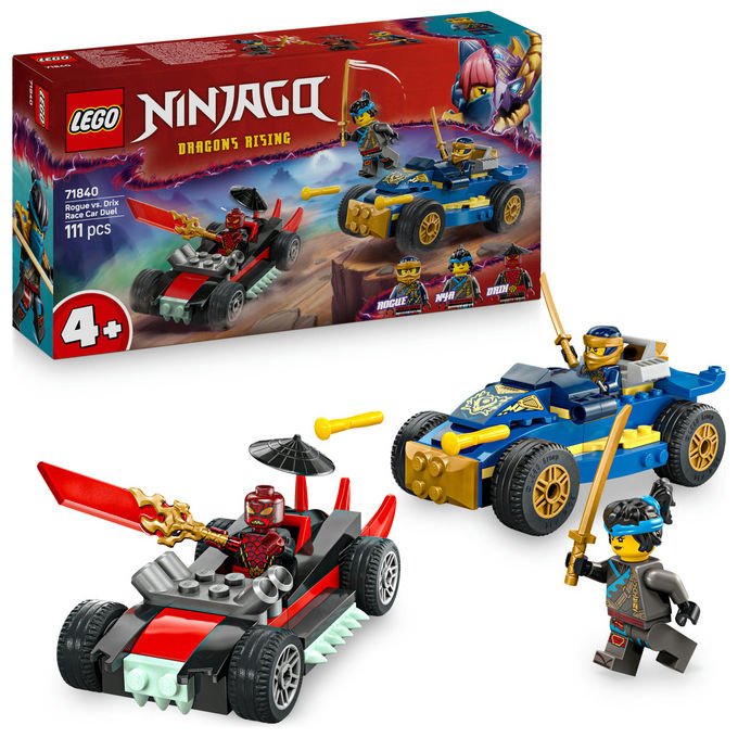 Lego Ninjago 71840 duello ad alta velocita' tra Rogue e Drix, 2 macchine giocattolo, 3 minifigure, 111 pezzi, 4+ anni