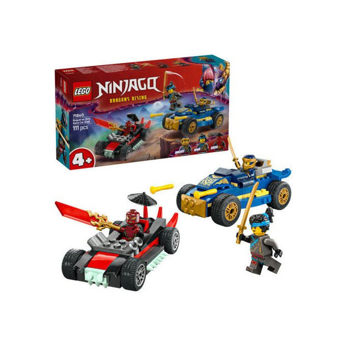 Lego Ninjago 71840 duello ad alta velocita' tra Rogue e Drix, 2 macchine giocattolo, 3 minifigure, 111 pezzi, 4+ anni