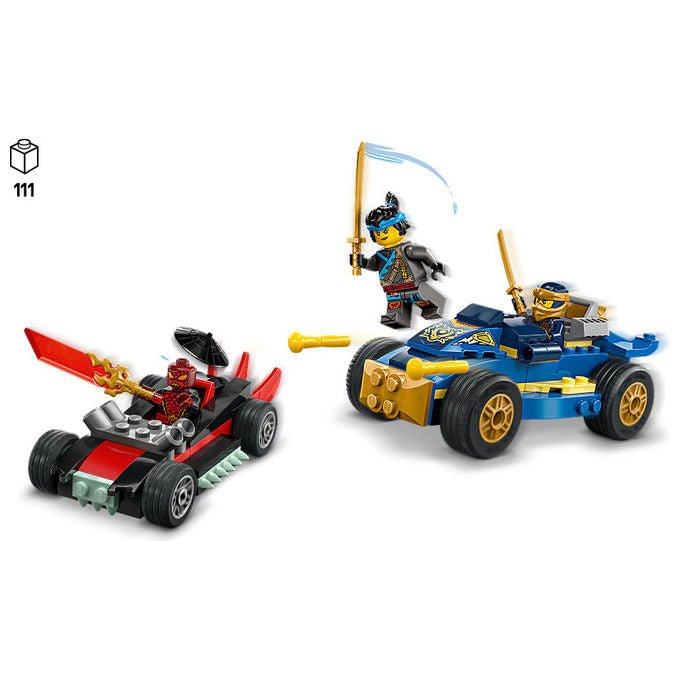 Lego Ninjago 71840 duello ad alta velocita' tra Rogue e Drix, 2 macchine giocattolo, 3 minifigure, 111 pezzi, 4+ anni